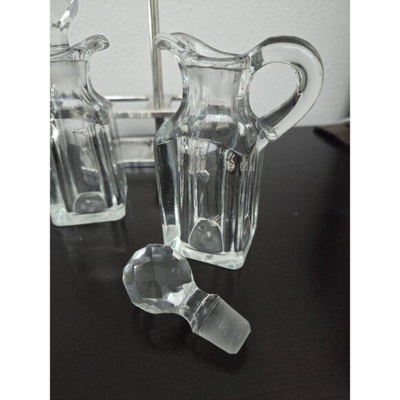 Vintage Benedict Indestructo Silver Soldered Cruet 1286 Oil & Vinegar Set USA - Picture 5 of 12